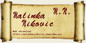 Malinka Niković vizit kartica